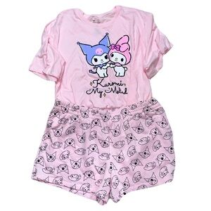 New Kuromi Women 2 Piece Pajamas Set Sz 3X (22w-24w) Shirt Short Pink Graphic
